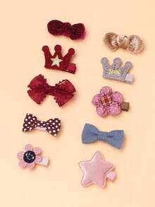 10 cái Kẹp tóc nơ & hoa trang trí cho bé - Nhiều màu - Xem 3
