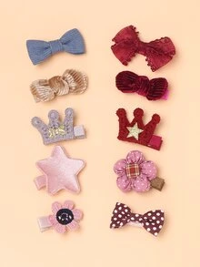 10 cái Kẹp tóc nơ & hoa trang trí cho bé - Nhiều màu - Xem 4