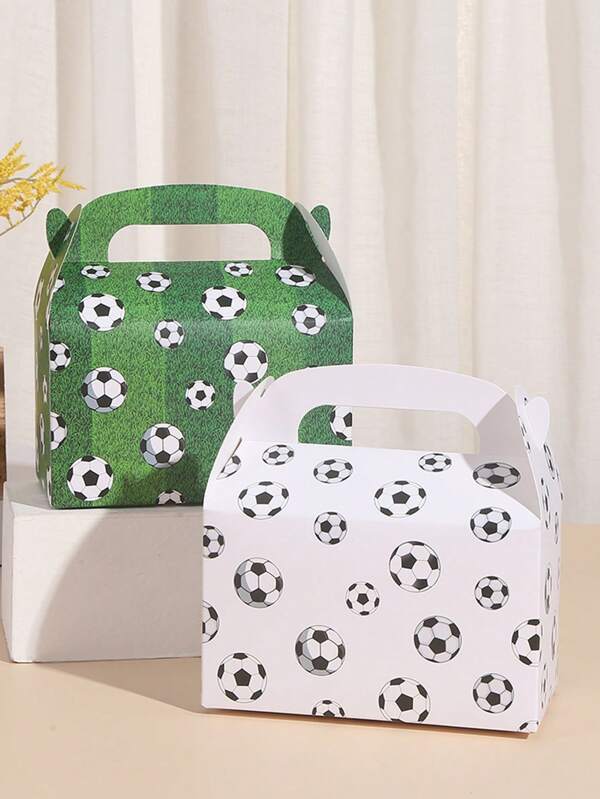 12pcs Paper Gift Box, Football Pattern Wrapping Box For Party Valentine Day