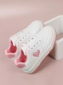 女孩愛心裝飾繫帶休閒運動戶外板鞋