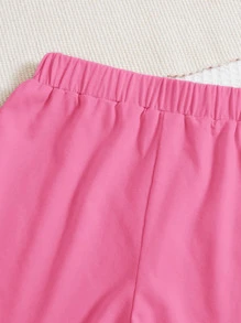 SHEIN Leap Crew Tween Girl Letter Graphic Cami Top & Tee & Shorts - Hồng - Xem 5