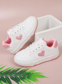女孩愛心裝飾繫帶休閒運動戶外板鞋