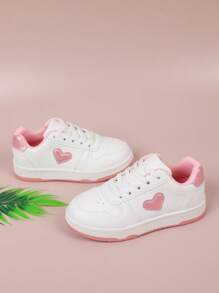 女孩愛心裝飾繫帶休閒運動戶外板鞋