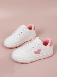 女孩愛心裝飾繫帶休閒運動戶外板鞋