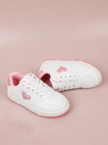 女孩愛心裝飾繫帶休閒運動戶外板鞋