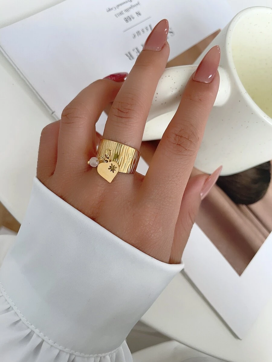 Anillo abierto con adorno de corazón - Multicolor - Ver 1