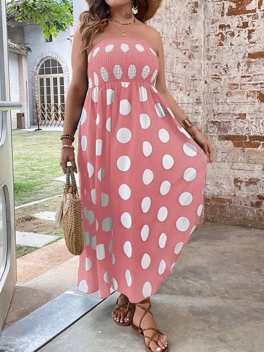 SHEIN Holidaya Vestido tubo con estampado de lunares