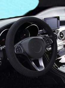 1入組滌綸透氣汽車方向盤套 - 黑色 - 查看 2