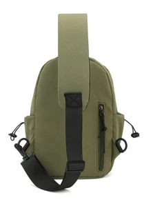 小單肩包字母細節拉鍊 - 綠色 - 查看 3