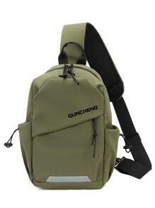 小單肩包字母細節拉鍊 - 綠色 - 查看 7