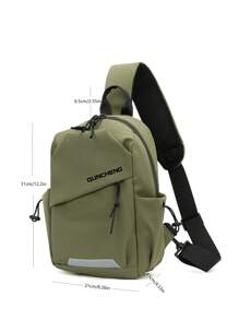 小單肩包字母細節拉鍊 - 綠色 - 查看 6