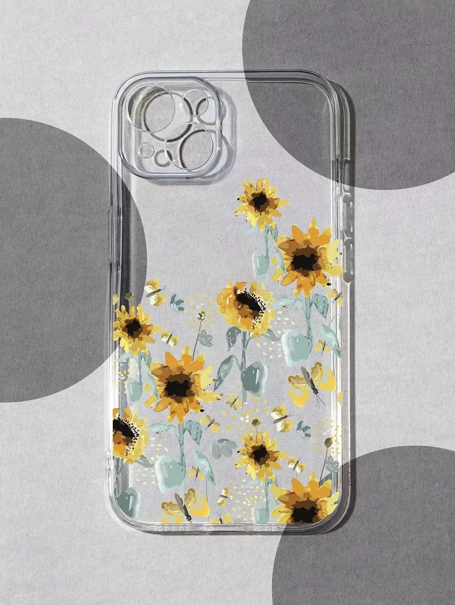 Justinah Kay Funda transparente para teléfono con patrón de girasol de artista, vacaciones, día de San Valentín - Multicolor - Ver 1