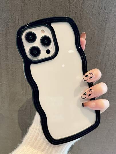 Fashionable Minimalist Wave 2-In-1 Transparent Shockproof Phone Case Compatible With IPhone 11 12 13 14 15 16 17 XR 13 Pro Max 16 Pro Max 17 Plus 17 Pro