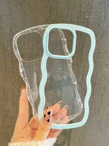 时尚简约波浪二合一透明防震手机壳适用于苹果 11 12 13 14 15 16 17 XR 13 Pro Max 16 Pro Max 17 Plus 17 Pro 防水防摔防刮 - 藍色 - 查看 2