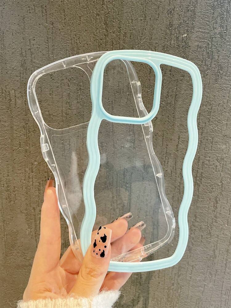 Fashionable Minimalist Wave 2-In-1 Transparent Shockproof Phone Case Compatible With Apple 11 12 13 14 15 16 17 XR 13 Pro Max 16 Pro Max 17 Plus 17 Pro Waterproof Anti-Fall Scratch Resistant