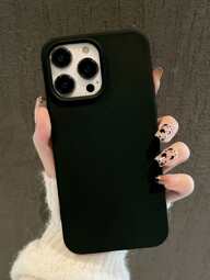 Svart Candy Hole Minimalistiskt Enfärgat Matt Anti-Drop Mobilskal, Kompatibelt med 11, 12, 13, 14, 15, 16 Plus, 13 Pro Max, XR, 16, 14 Plus, 14 Pro Max, 13 Pro Mini Vattentätt Stötsäkert Reptåligt