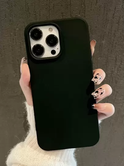 Black Candy Hole Minimalist Solid Color Matte Anti-Drop Phone Case, Compatible With IPhone 11, 12, 13, 14, 15, 16 Plus, 13 Pro Max, XR, 16, 14 Plus, 14 Pro Max, 13 Pro Mini Waterproof Shockproof Scratch Resistant