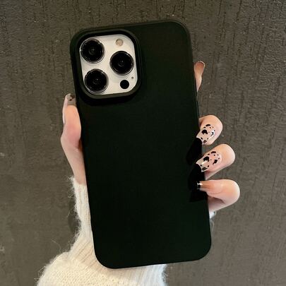 极简黑色纯色哑光防震基础款手机壳，兼容 11/12/13/14/15/16 Plus/13 Pro Max/XR/16/14 Plus/14 Pro Max/13 Pro Mini，防水防刮，春季生日礼物