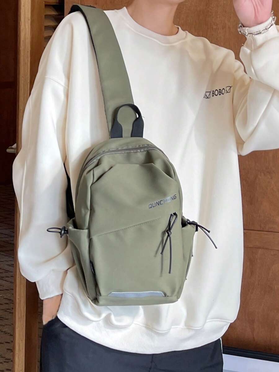 小單肩包字母細節拉鍊