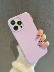 极简纯色硅胶紫色糖果磨砂创意防震手机壳，兼容苹果 11/12/13/14/15/16 Plus/13 Pro Max/XR/16/14 Plus/14 Pro Max/13 Pro Mini，防水防摔防刮，春季粉彩礼品 - 紫色 - 查看 4