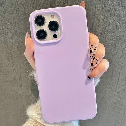 极简纯色硅胶紫色糖果磨砂创意防震手机壳，兼容苹果 11/12/13/14/15/16 Plus/13 Pro Max/XR/16/14 Plus/14 Pro Max/13 Pro Mini，防水防摔防刮，春季粉彩礼品