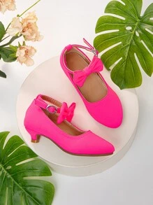 Girls' New Fashion Simple Dancing Mini High Heeled Shoes - Hot Pink - View 2