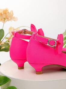 Girls' New Fashion Simple Dancing Mini High Heeled Shoes - Hot Pink - View 5
