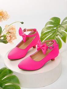 Girls' New Fashion Simple Dancing Mini High Heeled Shoes - Hot Pink - View 1