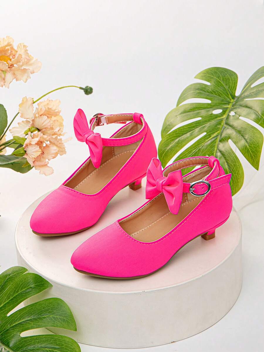 Girls' New Fashion Simple Dancing Mini High Heeled Shoes - Hot Pink - View 1