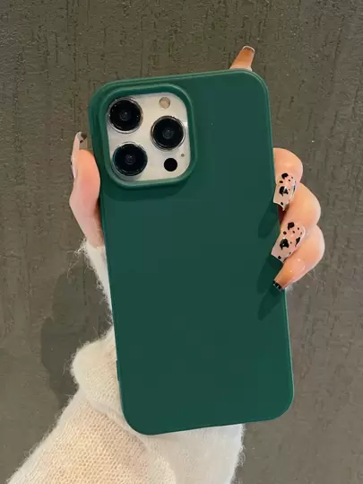 Funda protectora de teléfono de color verde oliva sólido con poros grandes, funda de teléfono mate creativa a prueba de golpes compatible con Apple 11 12 13 14 15 16 Plus 13 Pro Max XR 16 14 Plus 14 Pro Max 13 Pro Mini resistente al agua, a las caídas y a los arañazos
