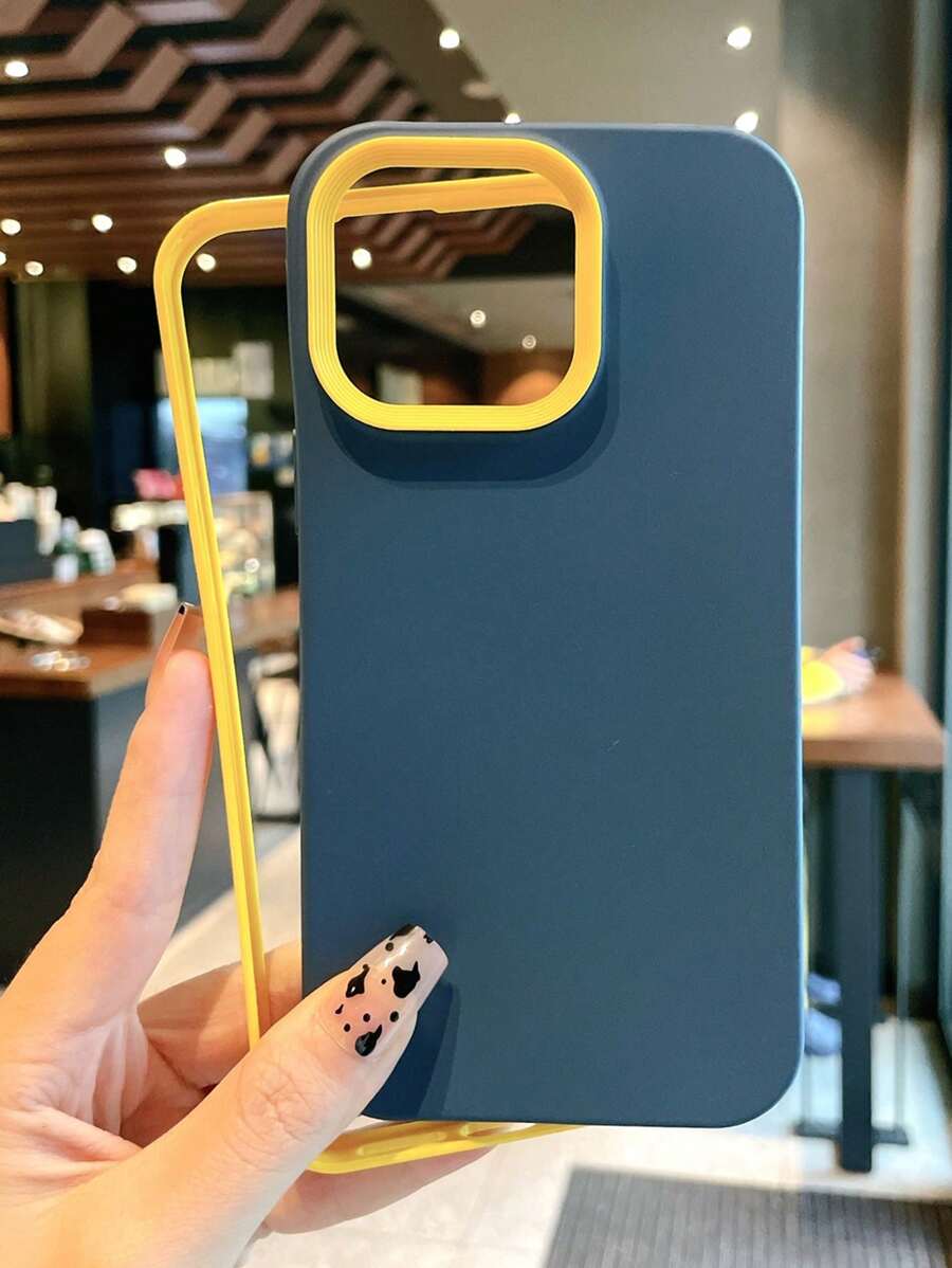 Ốp lưng điện thoại chống rơi 3 trong 1 sơn phun màu tương phản tương thích với iPhone 11, 12, 13, 11, 16 17 17 Pro Max 13 Pro Max 16 Plus 16 Pro Max 16 Pro 14 Pro 15 Pro Max và các mẫu khác, thời trang và cao cấp - Màu xanh lam - Xem 1