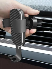 1入組碳纖維紋理質感汽車出風口手機座 - 黑色 - 查看 3