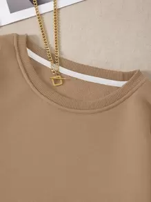 INAWLY 纯色保暖内衬运动衫、长袖上衣 - 卡其色 - 查看 5