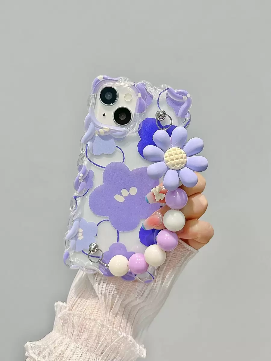 Flower Phone Case Braided Cord Colorful Painted Cute Design Protective Phone Case Compatible With IPhone 10, New Candy Painted Shockproof Creative Phone Cover Compatible With IPhone 14 - Multicolor - View 1