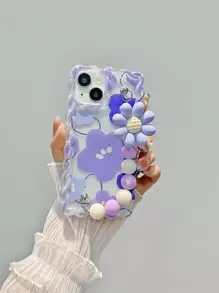 Flower Phone Case Braided Cord Colorful Painted Cute Design Protective Phone Case Compatible With IPhone 10, New Candy Painted Shockproof Creative Phone Cover Compatible With IPhone 14 - Multicolor - View 4