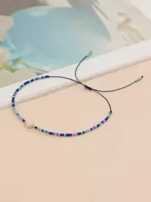 1 Miếng Tự nhiên Hình nón Nước mát Ngọc trai Giả & Cơm Ngọc trai Giả Có thể điều chỉnh Vòng tay - Nhiều màu - Xem 3