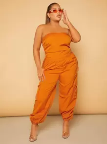 SHEIN SXY Plus Unicolore À Cordon Top Bandeau & Pantalon Cargo