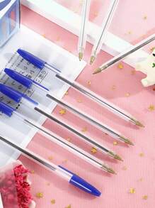 3pcs Clear Ballpoint Pen, Simple Portable Writing Pen For Adult, Office, Student - Blue - View 1