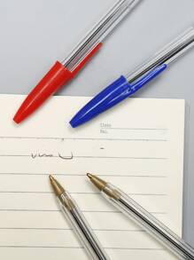 3pcs Clear Ballpoint Pen, Simple Portable Writing Pen For Adult, Office, Student - Blue - View 5
