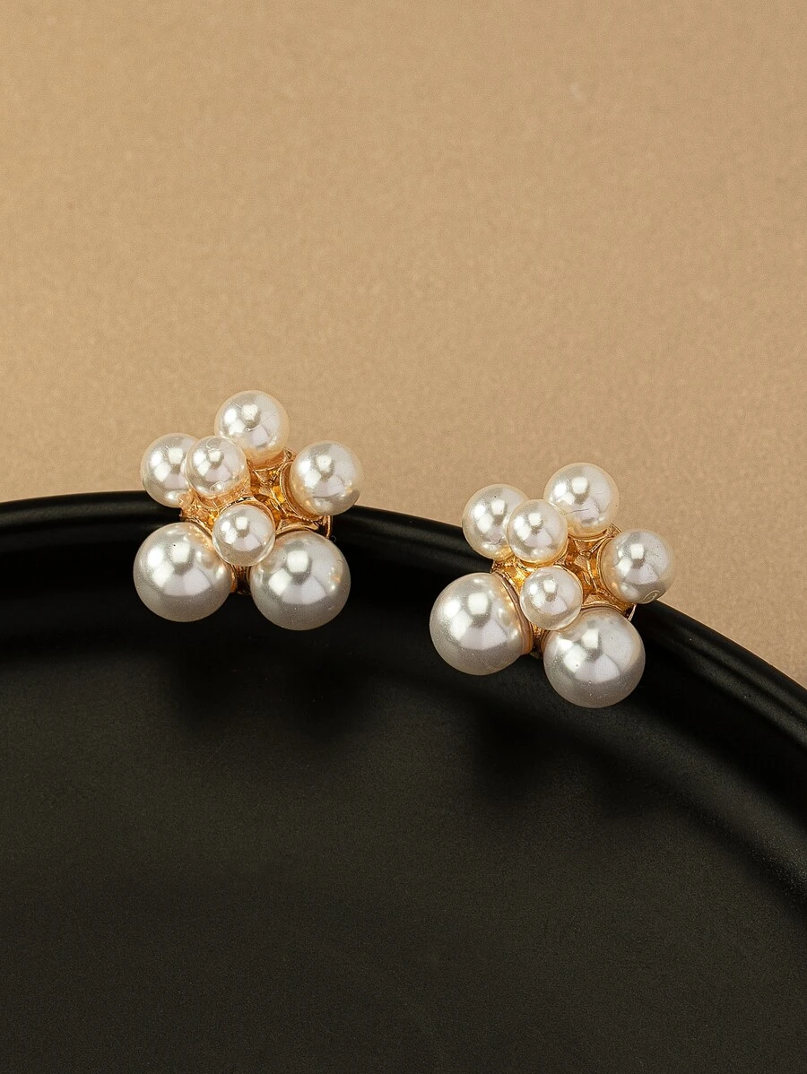 1 đôi Thanh lịch Hợp kim kẽm Đồ trang trí Ngọc Trai giả Bông tai stud Đối với phụ nữ Để Trang Trí Hàng Ngày - Nhiều màu - Xem 1