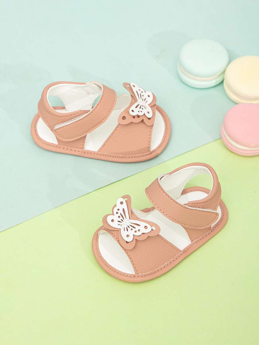 Baby Sandalen mit Schmetterlingsdekor, Klettverschluss, süße Sommer Knöchelriemen Sandalen