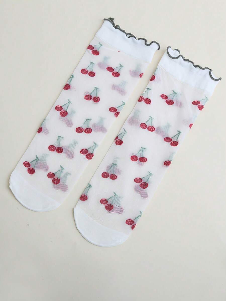 đôi tất nữ họa tiết hoa anh đào thoáng khí thời trang cho cuộc sống hàng ngày - Nhiều màu - Xem 1