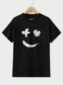 RueChic 男士卡通圖案T恤 - 黑色 - 查看 1