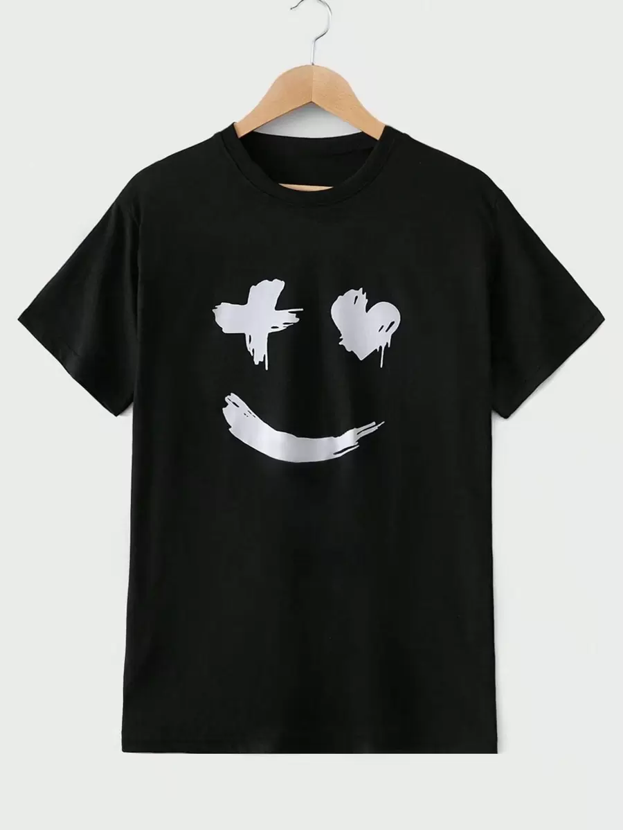 RueChic 男士卡通圖案T恤 - 黑色 - 查看 1