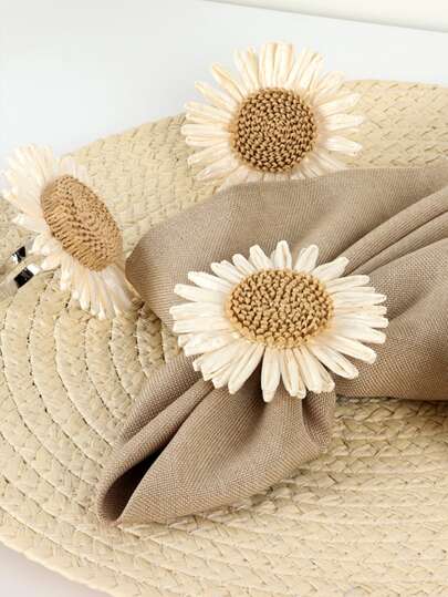 4 adet Ayçiçeği Dekor Peçete Halkası