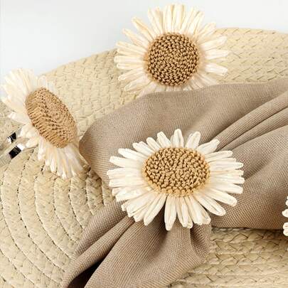 4入組向日葵裝飾餐巾環