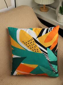 1入組樹葉印花靠墊套無填充物現代撞色樹葉印花裝飾靠墊套適用於床沙發 - 卡其色 - 查看 3