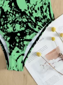 SHEIN Swim Summer Beach Tie Dye Underwire One Piece Swimsuit - Green - View 5