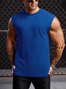 Manfinity RebelGame 男士字母貼布背心上衣 - 寶藍色 - 查看 1