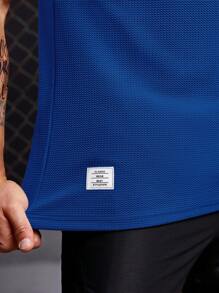 Manfinity RebelGame 男士字母貼布背心上衣 - 寶藍色 - 查看 3